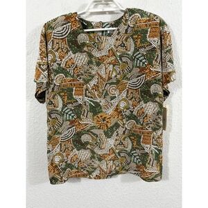Vintage Caviar Shirt Womens Medium Multicolor Abstract Sequin Shoulder Pads 80s